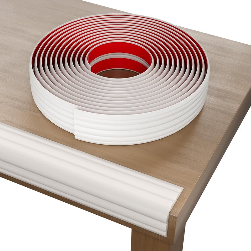 Elvone Wall Corner Protector & Edge Guard，Peel and Stick Wall Trim Moulding Inside & Outside Corner Molding Trim Caulk Strip, Self Adhesive Trim for Wall Edge,Ceiling,Countertop, 1.6” W x40’ L, White - Image 5